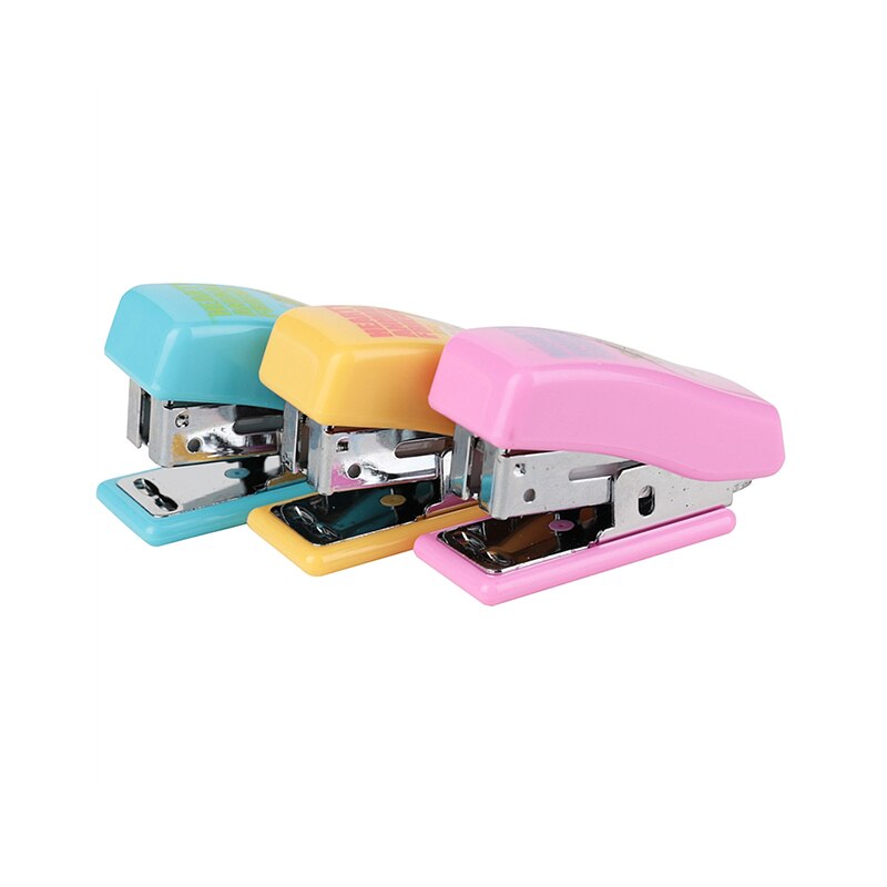 1 st minihäftapparat 24/6 plastpapper kawaii häftapparat papper kontorstillbehör mini tecknad pärm stationär