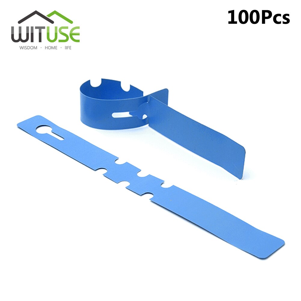 Etiquetas impermeables para vivero, tipo T, cinta de 3 tipos de plástico, para flores y plantas gruesas, bandeja, Mark para herramientas de jardín, 50/100 Uds.: Ribbon Blue