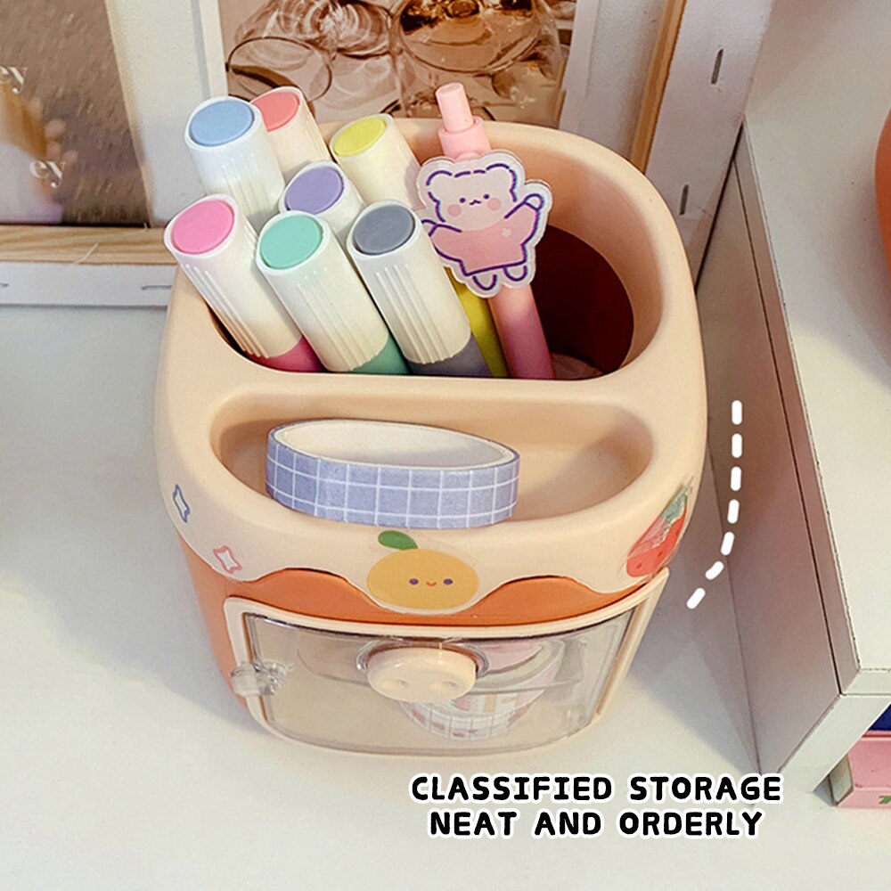 Multifunctional Pen Holder Cup with Removable Partition Make-up Tools Organizer Desktop Storage Magnetic Window EIG88