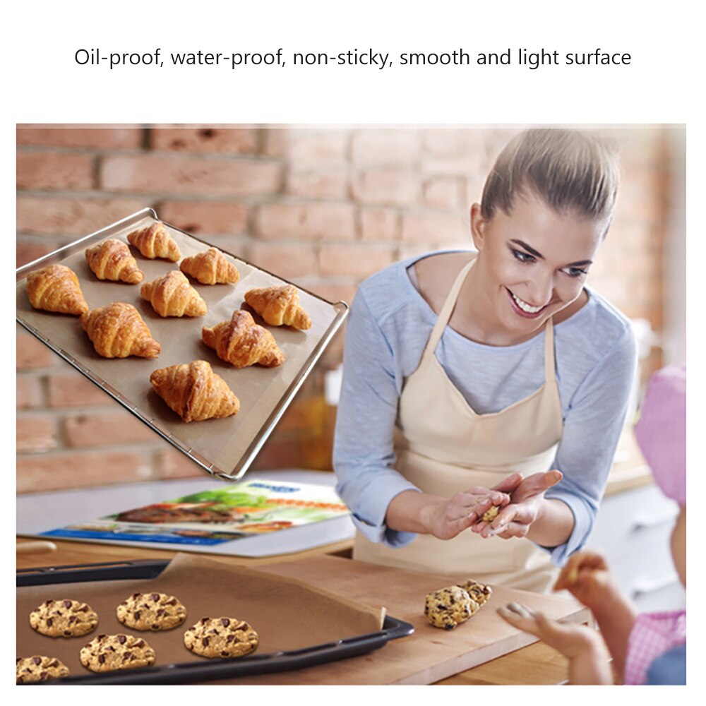 Bagepapir grill dobbeltsidet silikone olie papir pergament rektangel ovn papir bageplader bageri grill fest genanvendelig