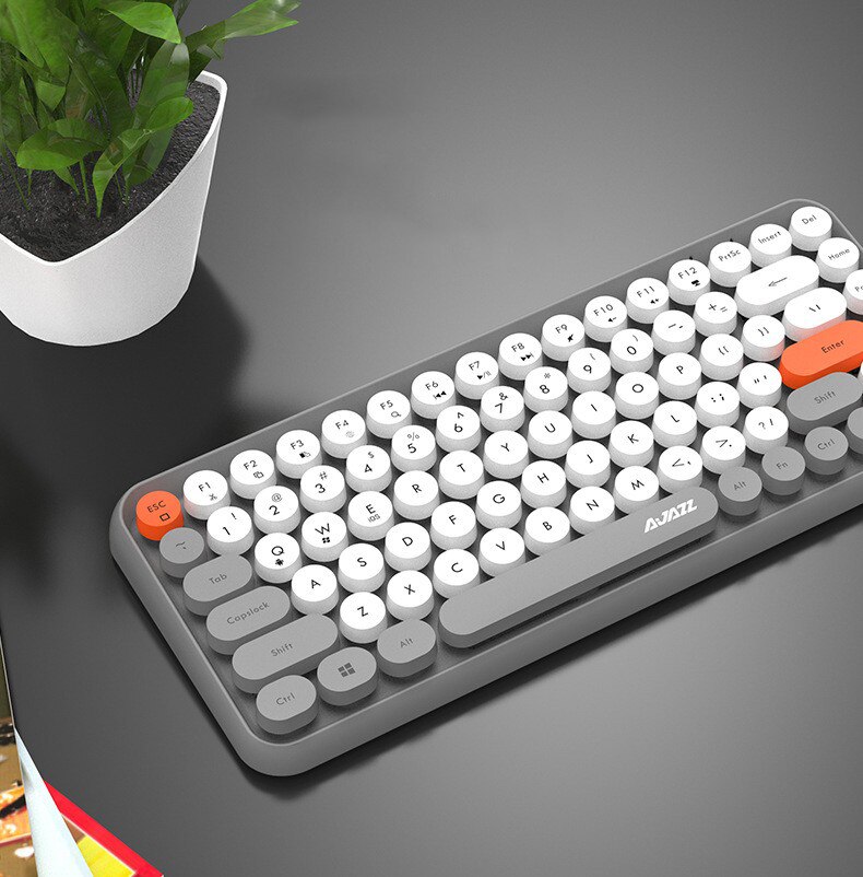 Bluetooth Keyboard for Tablets Mobile Mini Retro Round Keycaps Office Working Keyboard for Macbook iPhone iPad Tablet