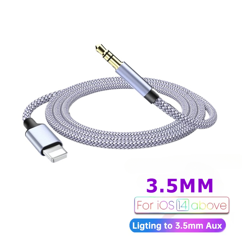 For iphone aux-ledning iphone 3.5mm hodetelefonlydkontakt aux-kabel biladapter for iphone 15 14 13 12 11 pro max xs xr  se 8 pluss: Svart / 2m