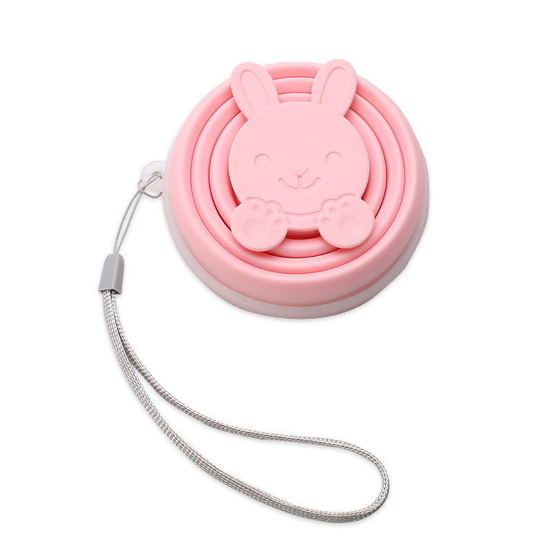 Draagbare Siliconen Cup Opvouwbare 200Ml Outdoor Telescopische Cup Kleine Cartoon Siliconen Vouwen Reizen Intrekbare Gorgelen Cup: Pink