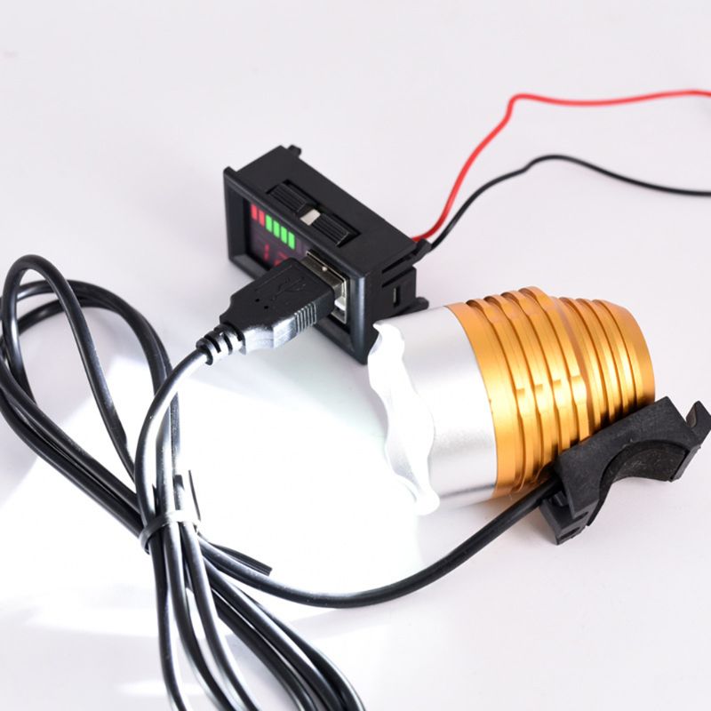 Voltímetro Digital de 12V para coche y motocicleta, medidor de Panel de batería de voltaje con salida USB de 5V