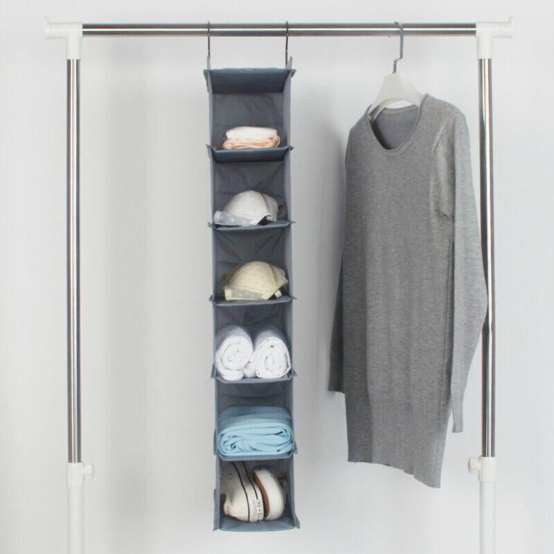 Hanging Wardrobe Organizer Storage Bag Closet Shelf Cloth Hanger Rack Container