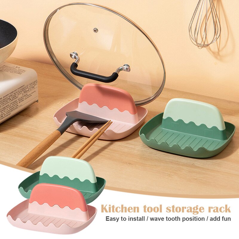 Multi-fonction en plastique Pot couvercle tampon de rangement étagère de rangement cuisine ustensile organisateur EIG88