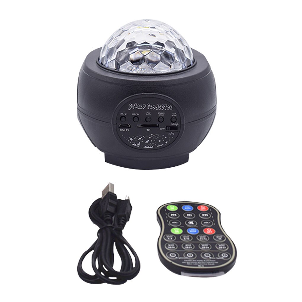 LED Galaxy Projector Ocean Wave LED Night Light Music Player Remote Star Rotating Night Light Luminaria For Kid Bedroom Lamp: B