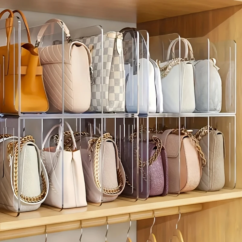 Doorzichtige plastic portemonnee handtas organisator 4-delige tas kast plankverdeler portemonnee displaystandaard handtas opslag organisator houder