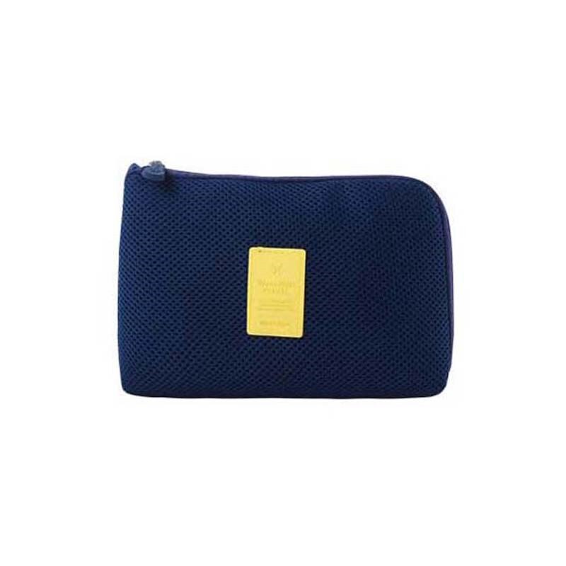 Pochette d&#39;écouteurs technologie Portable, rangement d&#39;accessoires de téléphone, port d&#39;écouteurs, pochette d&#39;accessoires électroniques de voyage en plein air: Navy blue L