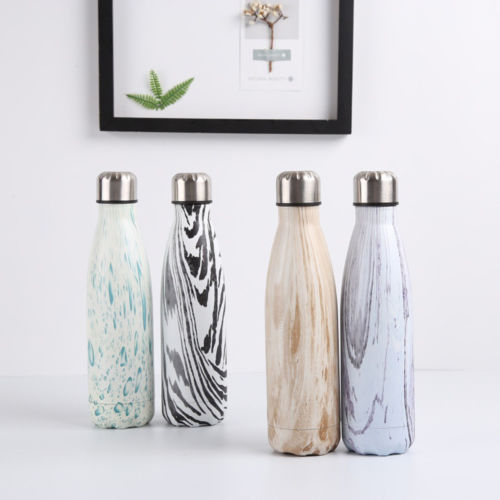 500ML bouteille d'eau vide isolé flacon Sport thermique froid froid tasse en acier inoxydable tasse en marbre tête tasse