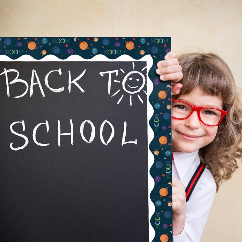 80 feet Border Stickers Bulletin notice Board Borders Stickers DIY Space Pattern Decor for School Office Blackboard Chalkboard