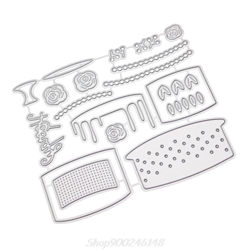 Bolo de aniversário corte de metal morre estêncil diy scrapbooking álbum carimbo de papel cartão de gravação artesanato decoração