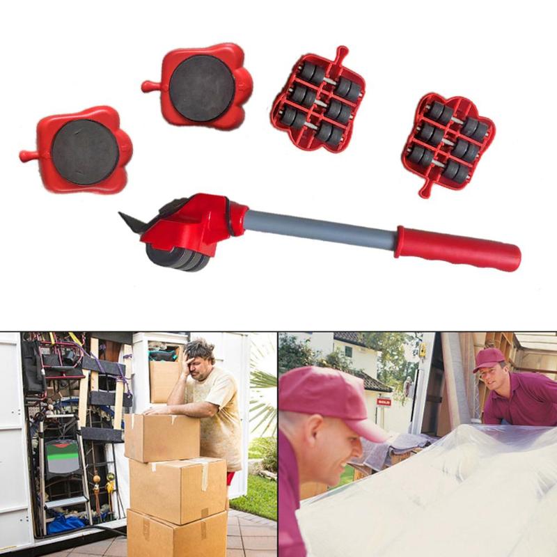 5pcs Home Trolley Lift Excellent Metal Manufacturing Technology Move Slide Mover Transport Set for Heavy Furniture Moving