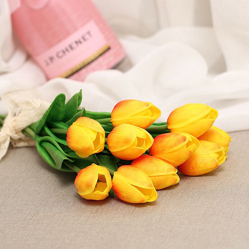 1pc mini pu tulipaner kunstige blomster ægte berøring kunstige para decorar mini tulipaner til hjemmebryllupsbord dekoration blomster: 4