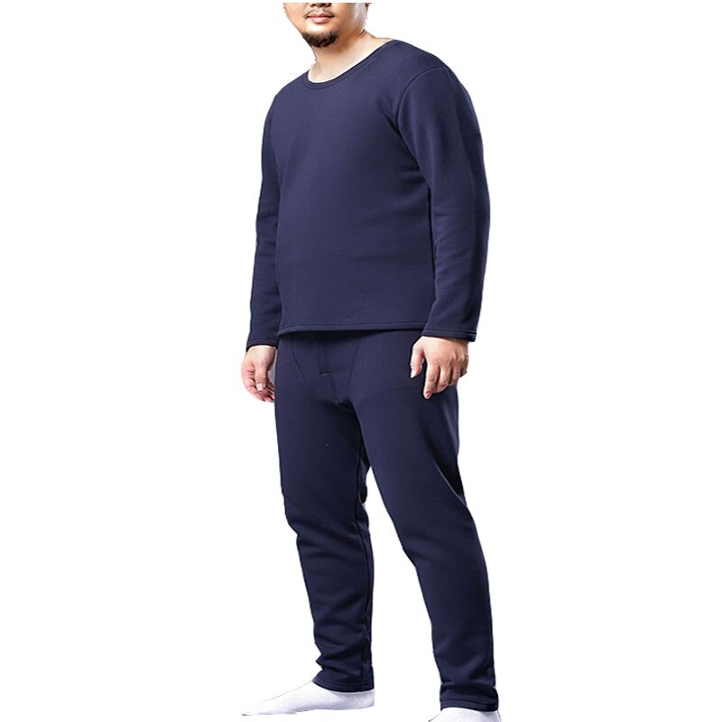 Winter thermal underwear 9XL Bust 165cm 5XL 6XL 7XL 8XL Plus size Fleece large size men long johns: Navy Blue / 4XL