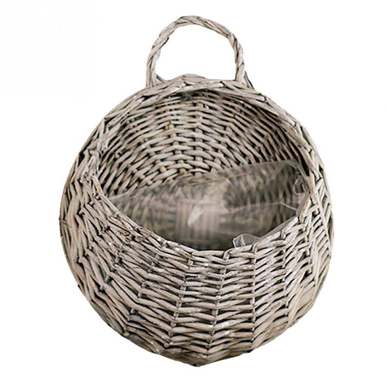 Panier de fleurs en rotin en osier fait à la main planteur de Pot de vigne verte: gray L