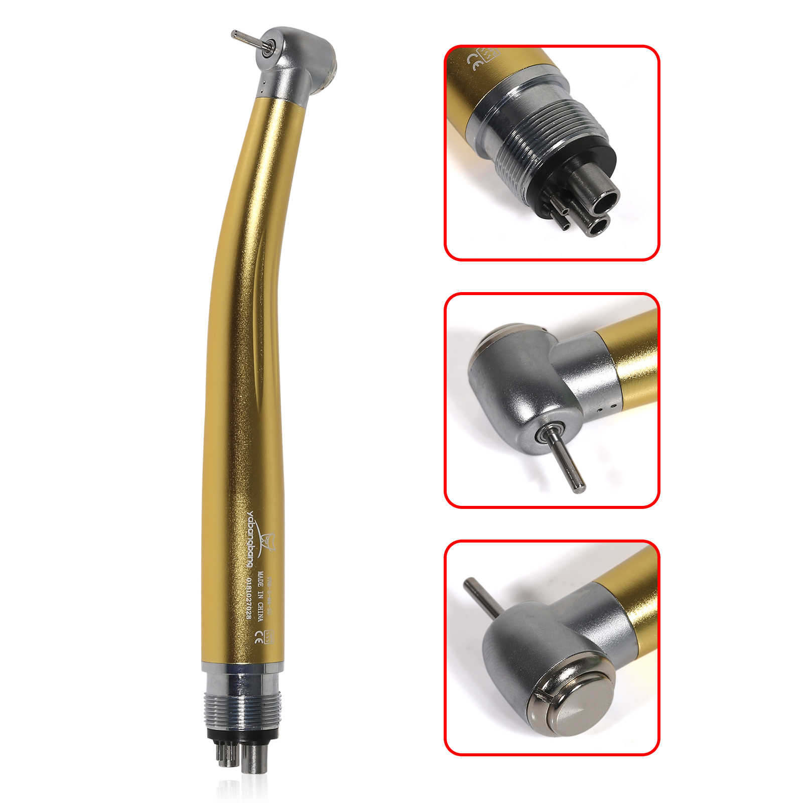 2/4Holes Dental High Speed Handpiece Push Button Standard Head Air Turbine Single Water Spring Rotor/Cartridge: Blue