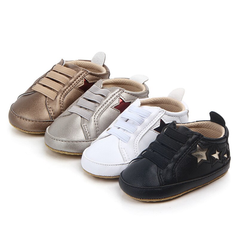 Triursus All Seasons 0-18 meses Zapatos casuales de bebé de cuero PU pentagrama recién nacido niños niñas zapatillas