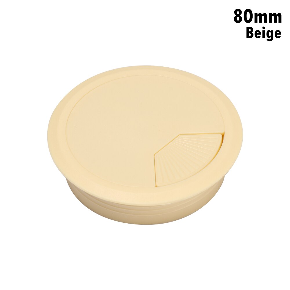 60/80mm Desk Table Plastic Cable Hole Cover PC Computer Desk Round Wire Tidy Grommet Desk Table Cable Fastener Cable Clamp: 80mm beige