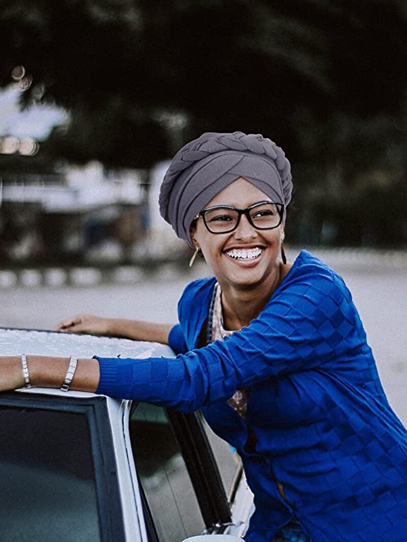 Diadema Africana cruzada para la frente, turbante de Color sólido para mujer, gorro musulmán, Hijab listo para usar