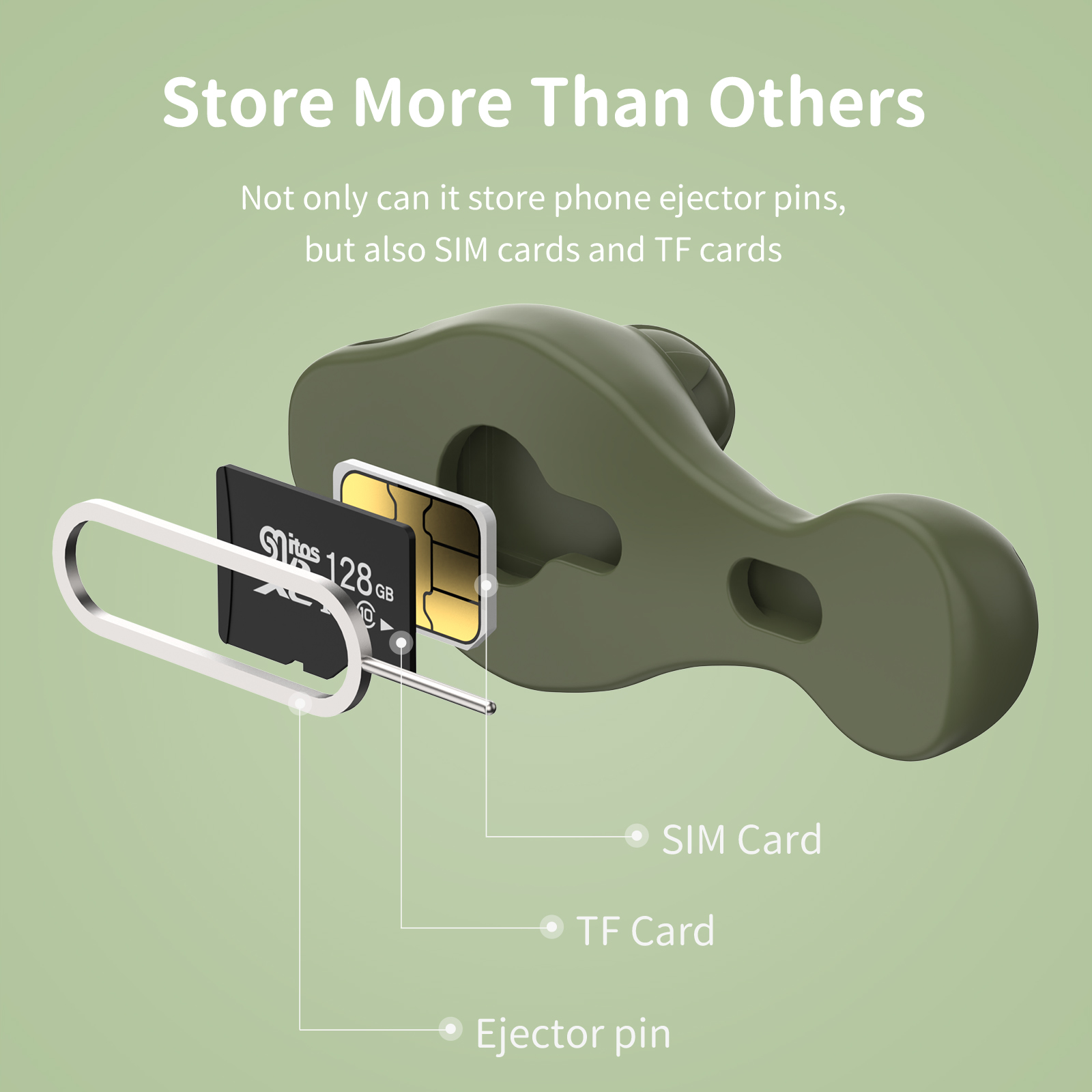 15PCS SIM-kaart verwijderen Naald Pin & Anti-verloren Lade Charme Sleutelhanger Split Ringen Telefoon SIM TF-kaart Opbergdoos Ejecter Tool Naald