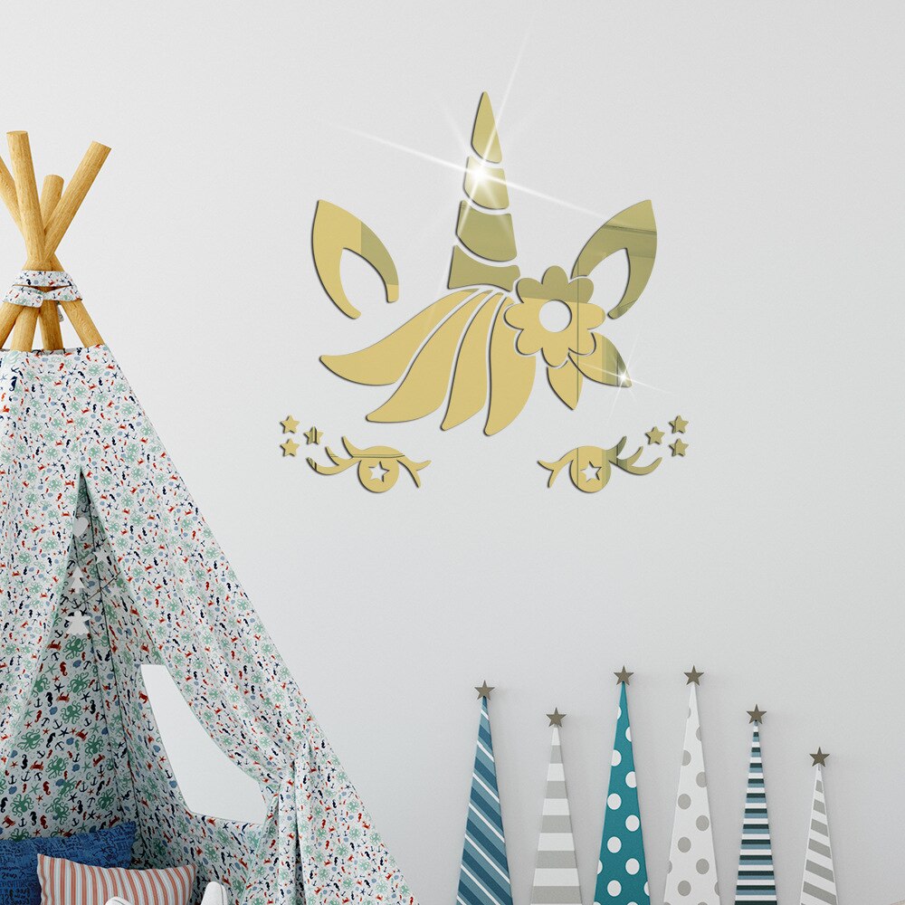 Kawaii Einhorn Acryl Zauberstab Aufkleber Spiegel Aufkleber Tapete Schlafzimmer Wohnzimmer Dekor Hause Dekoration Zubehör