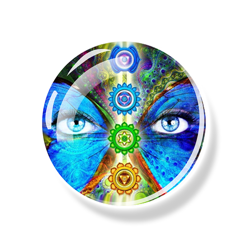 7 Chakra Totem Magnet Fridge Meditation Yoga Mandala Hinduism Glass Dome Refrigerator Magnets Stickers Indian Buddha Home Decor: Yellow