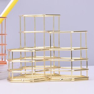 Metal pen pencil holder multifunctional desktop storage container desk organizer combination Office Accessories CL-2546: Gold