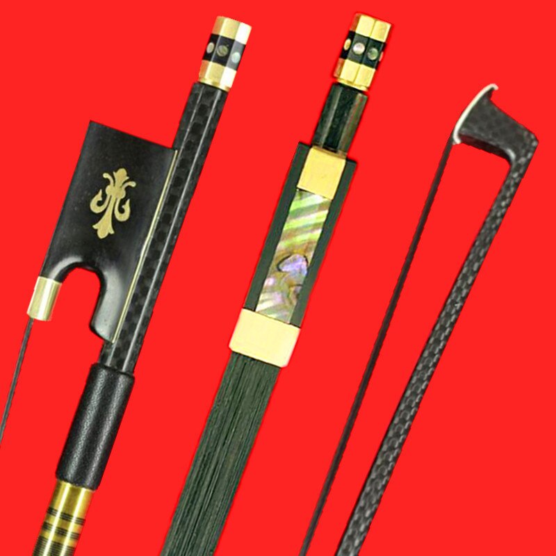 Top Grade Golden Braided Carbon Fiber 4/4 Violin Bow Best Balance AAA Mongolia Black/White Horse Hair Bow: Model 1