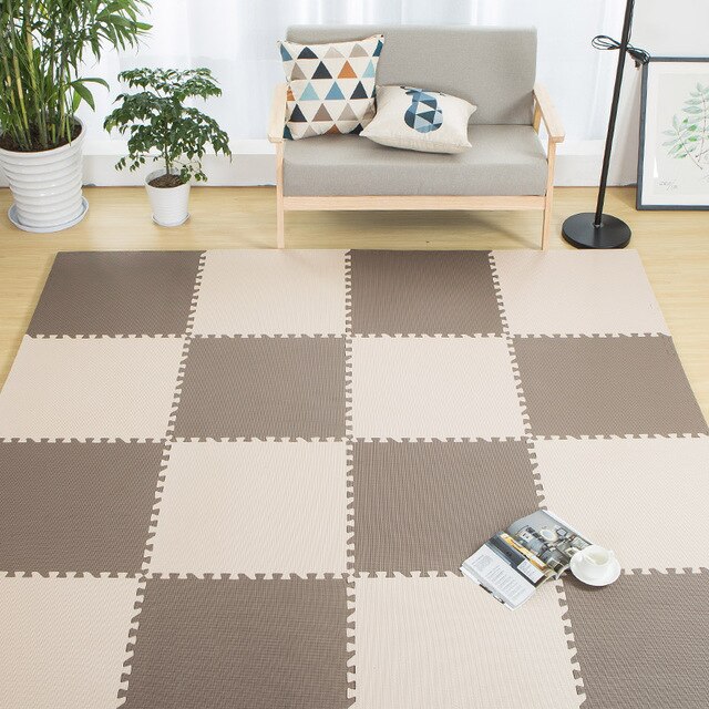 16 Pcs 30*30 Cm Baby Eva Foam Puzzel Speelkleed/Kids Tapijten Speelgoed Tapijt Voor Kinderen Baby oefening Vloertegels: beige and coffee