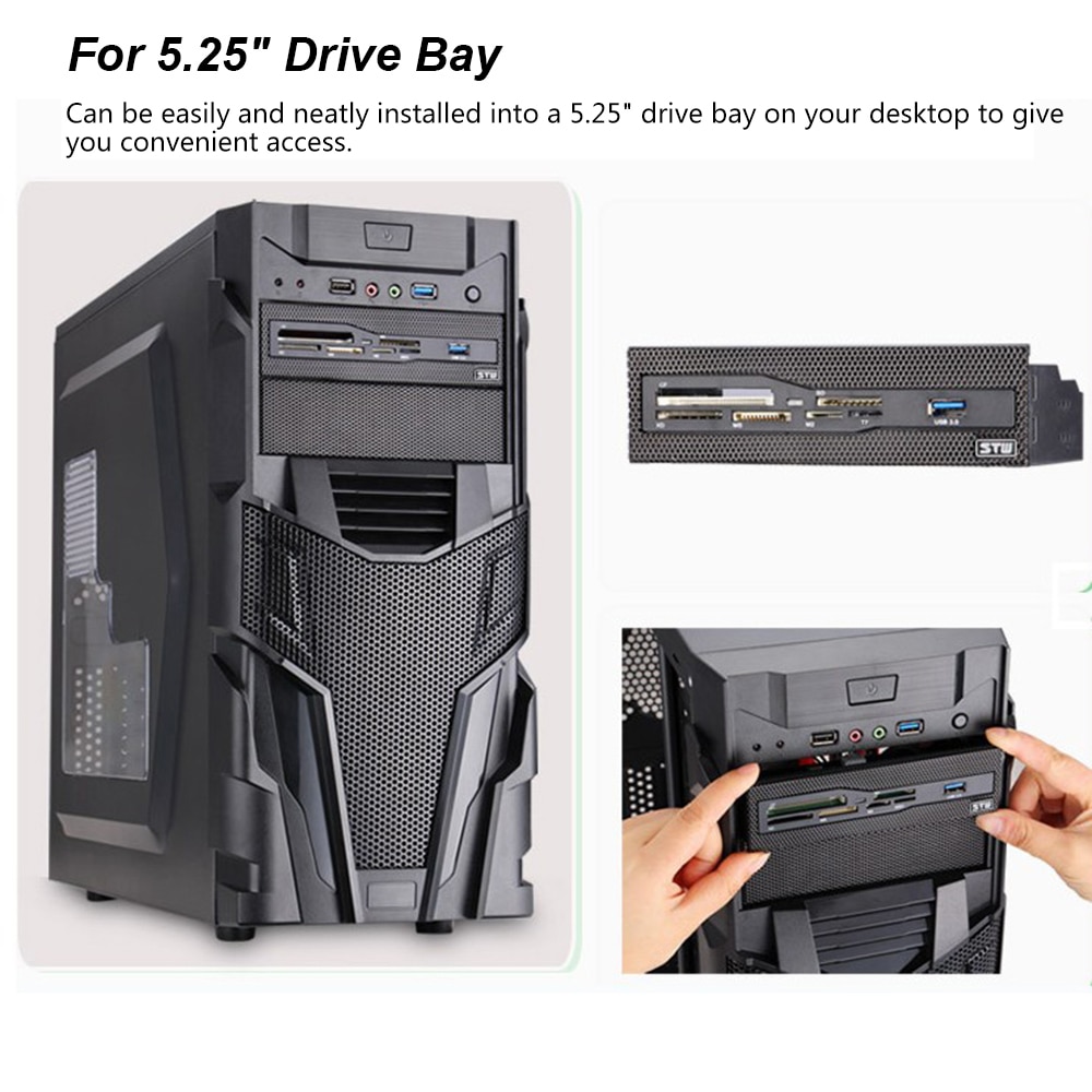 Pc Kaartlezer Stw 5.25 &quot;Interne Media Multifunctionele Dashboard Voorpaneel Usb 3.0 Cf Xd Ms M2 tf Sd Kaartlezer 5.25 Smart