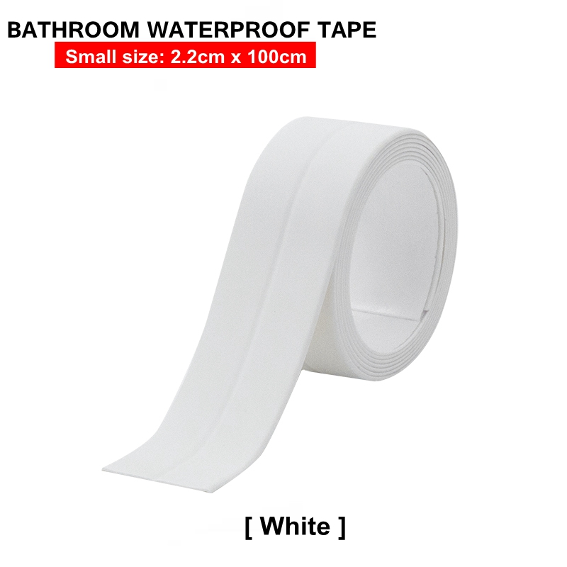 Autocollant étanche pour évier de cuisine, ruban adhésif Anti-moisissure, en PVC pour comptoir de salle de bain, espace de toilette, outil de couture auto-adhésif: 2.2x100cm White