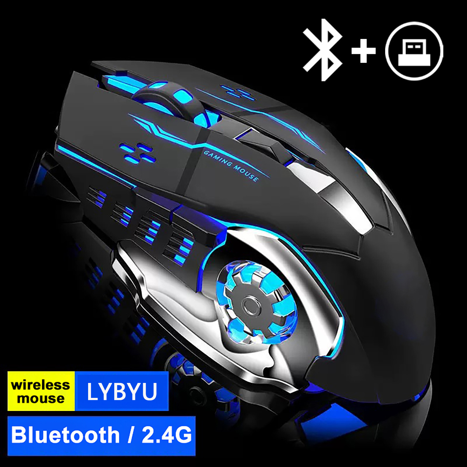 Mysz Bluetooth do gier Komputerowa mysz bezprzewodowa z akumulatorem USB Mechaniczna mysz e-sportowa z podświetleniem PC Gamer Mouse do gier komputerowych