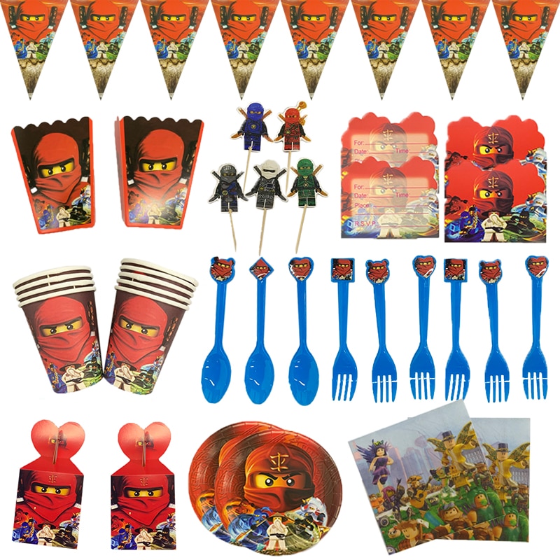 Ninjagoing Party Decoration Disposable Tableware Supplies Paper Plate Cup Napkin Baby Shower Kids Birthday Party Supplies