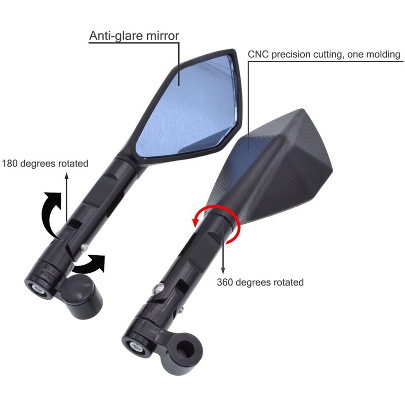 Espejo retrovisor de motocicleta, espejo Pentagonal inverso, accesorios para motocicleta, para Kawasaki Suzuki Honda Shengli