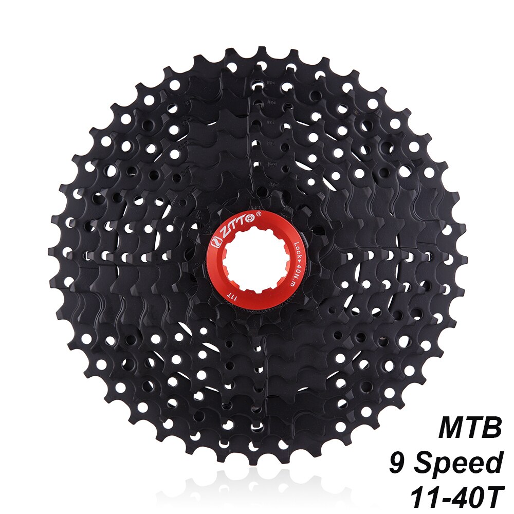 MTB 9 Speed Cassette 11-40T Mountain Bicycle Freewheel Gold MTB Cassette 40T Bicycle 9 Speed Rotary Freewheel Moutain Bike Parts: Black 9S40T
