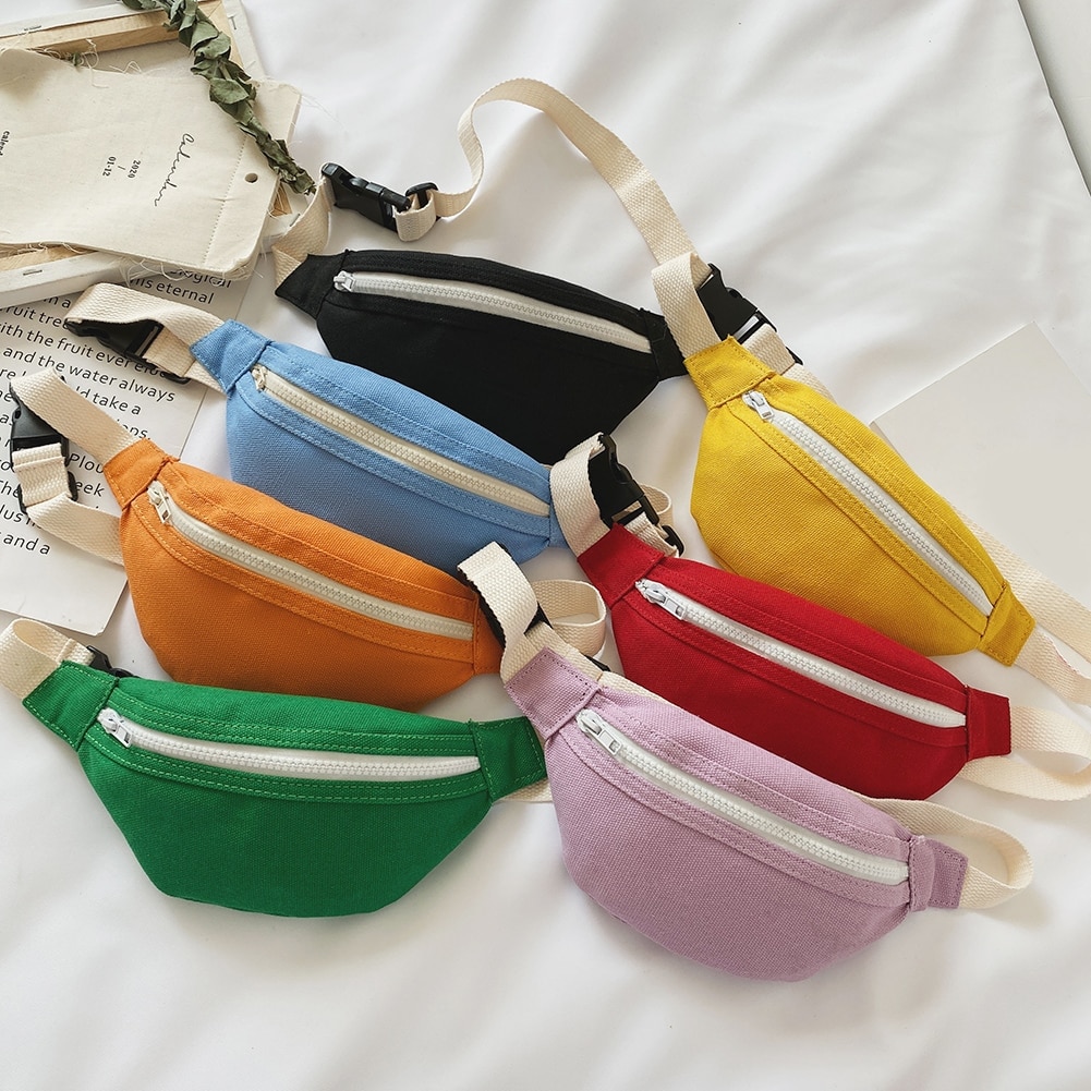 Mini riñonera de lona para niños y niñas, Cangurera roja para el pecho, cartera para teléfono, bolsa para cinturón de bebé