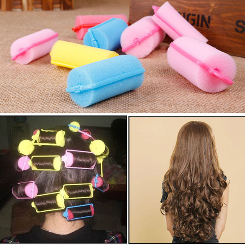 10pcs Gesp Zachte Spons Foam Hair Curler Roller Curling Styling Salon Kapper Kappers Hairstyling Twist Gereedschap Kit
