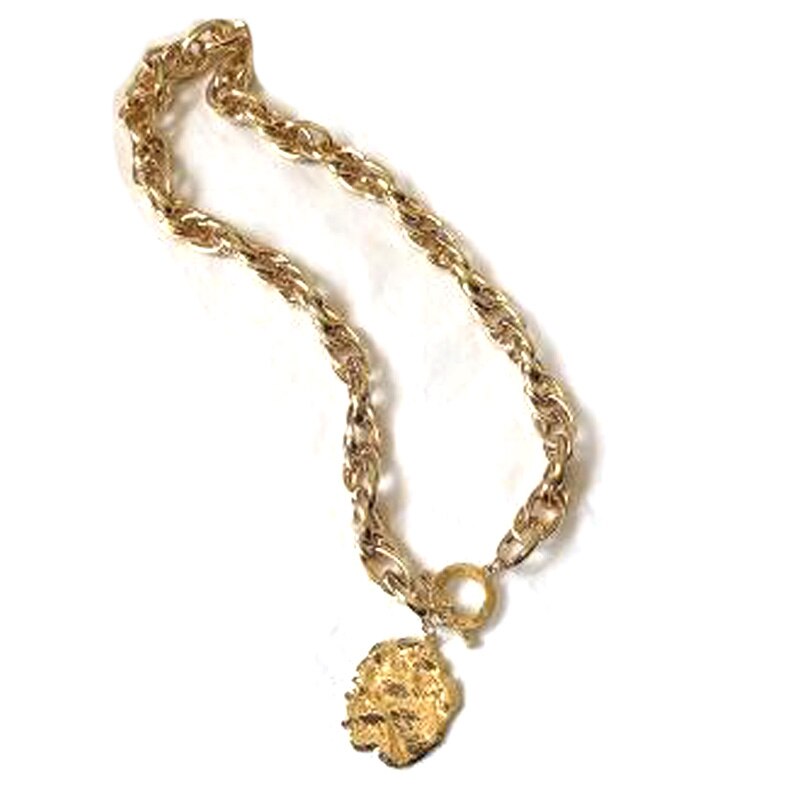 Klassieke dikke ketting met gedraaide ketting en hanger van legering voor dames/meisjes, feestsieraden