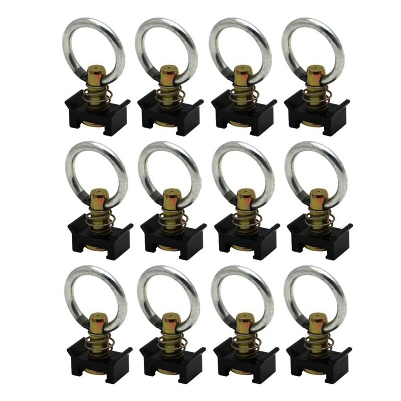 12 Pack Black L Track Single Stud Fitting With Round Ring For Airline Track Logistic Installation