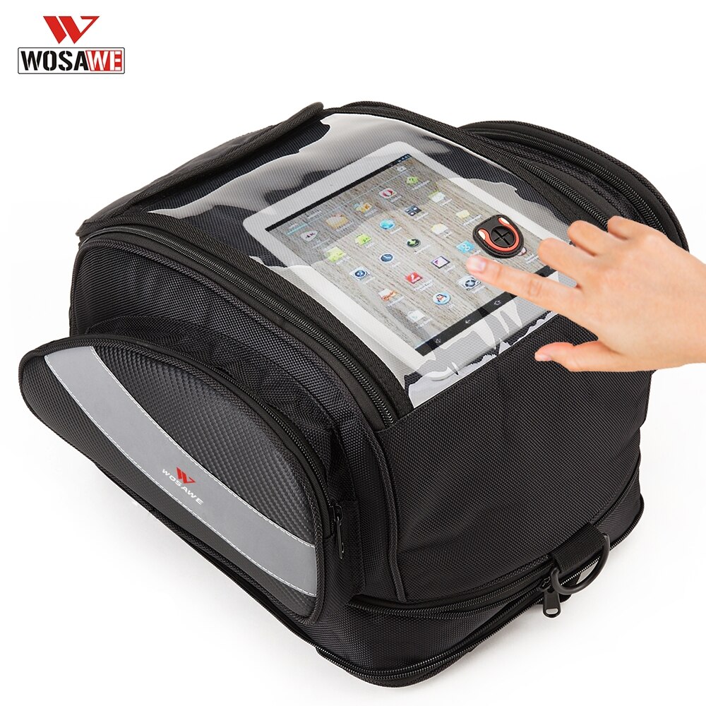 Wosawe Waterdichte Motorcycle Tank Tas Grote Scherm Tastbaar Hoge Capaciteit Reflecterende Multifunctionele Magnetische Tas Reisbagage