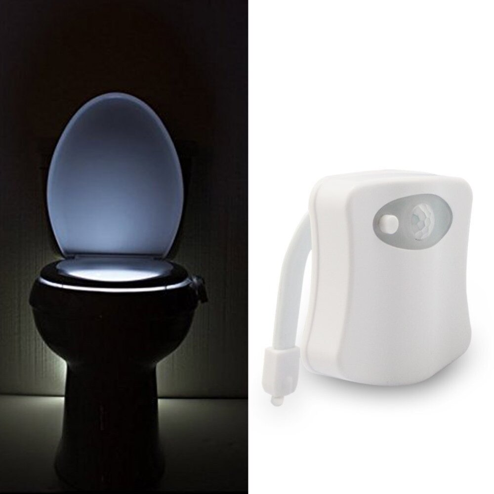 10 stk pir bevægelsessensor toiletsæde nyhed førte lampe 8 farver auto skifte infrarød induktion lys skål til badeværelse belysning