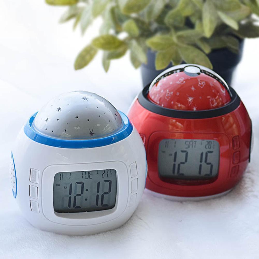 Muziek sterrenhemel kleurrijke projectie wekker kamer nachtlampje decoratie projectorlamp kleurverandering multifunctioneel gloeiend