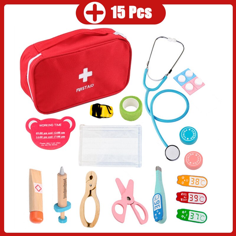 Kinderen Houten Doctor Case Rollenspel Pretend Speelgoed Set Stethoscoop Otoscoop En Tandheelkundige Spiegel Doctor Rollenspel: 2