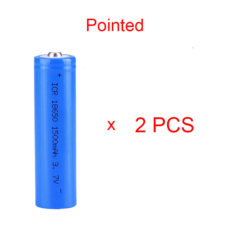 2PCS 18650 3.7V Rechargeable Battery 1200mah 1500mah 2000mah 2200mah 2600mah 3400mah Pointed Lithium Battery for flashlights: black