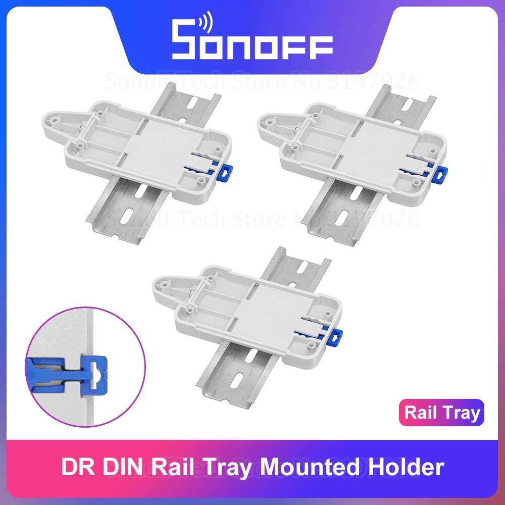 Itead 3 stk sonoff dr din skinne montert justerbar holder billig løsning for de fleste sonoff produkter basic rf pow  th10/16 dual