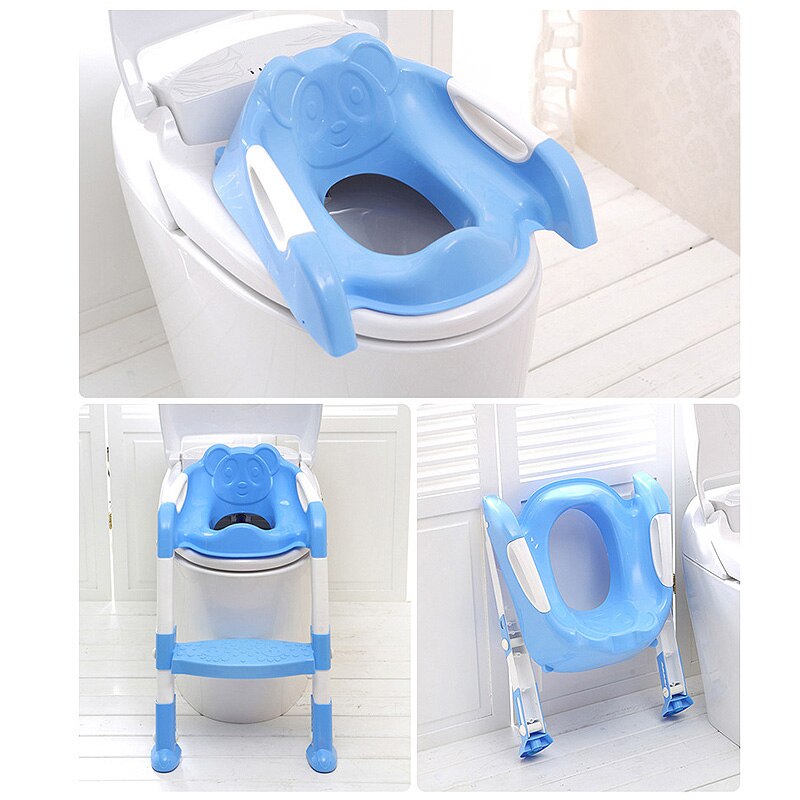 Trin skammel folde baby potte spædbarn børn toilet træningssæde med justerbar stige behagelig ryglæn tegneserie sød gryde