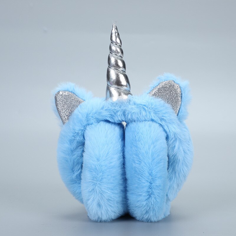 Caldo unicorno Cuffie per le Ragazze di Inverno Della Pelliccia Paraorecchie per Le Donne di Inverno Accessori Copertura dell'orecchio Scaldini Delle Donne Della fascia Di Natale: blu