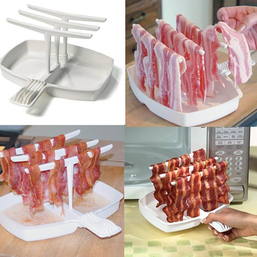 1pc mikrobølgeovn bacon rack bøjle komfurbakke til madlavning til hjemmet måltid sovesal madlavningsredskaber bacon værktøj komfur sprød bar morgenmad  y3 q 8
