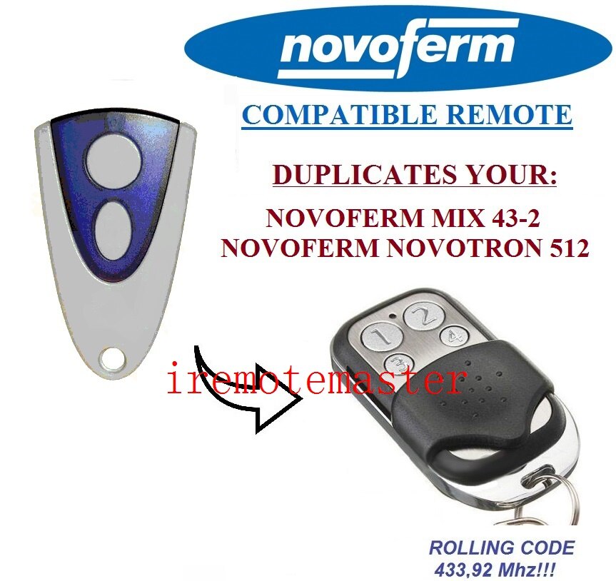 NOVOFERM NOVOTRON 512 MIX43-2 replacement remote control 433,92mhz Rolling code very